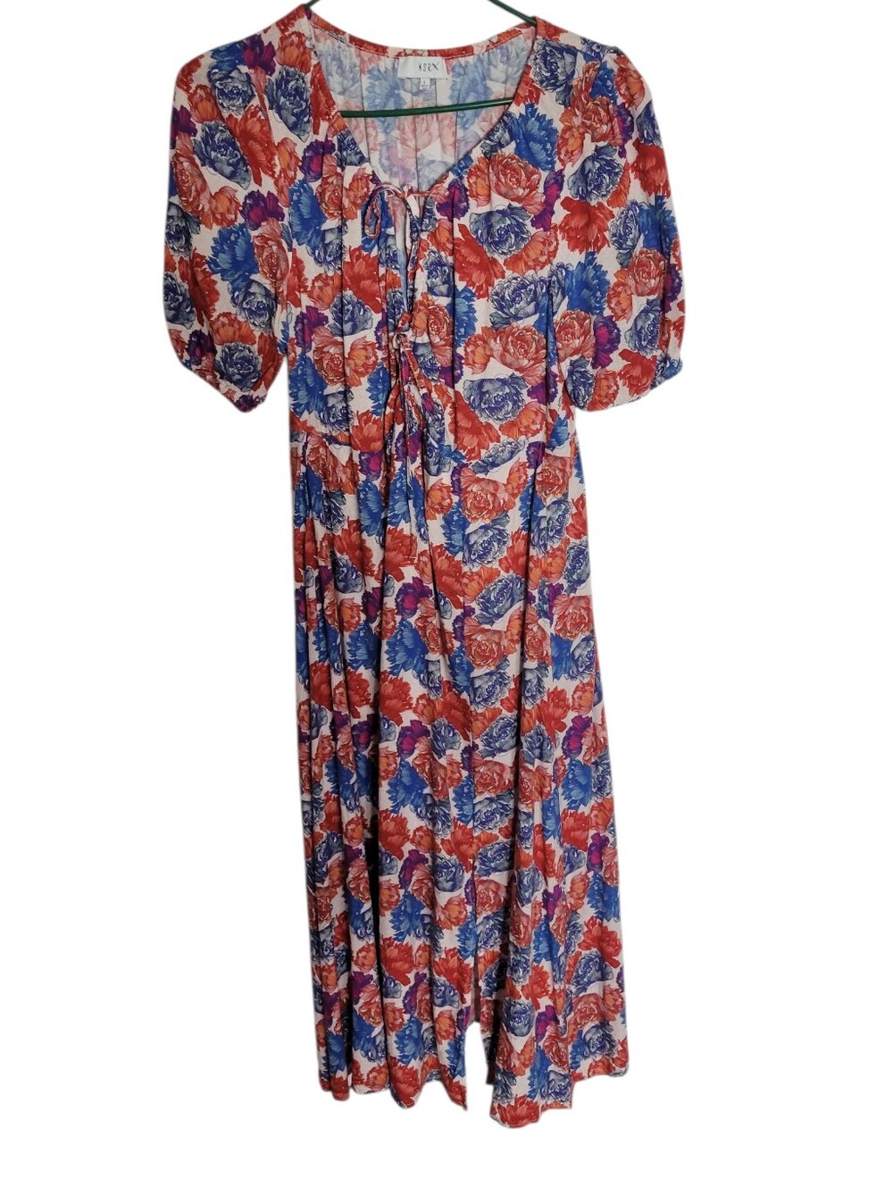 NSR Floral Tie-Front Midi Dress